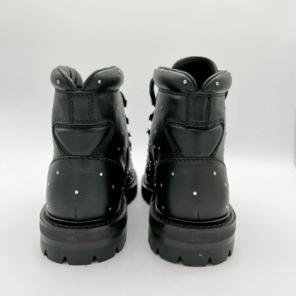 Valentino Garavani Black Rockstud Ankle Hiking Boots - Picture 7 of 12